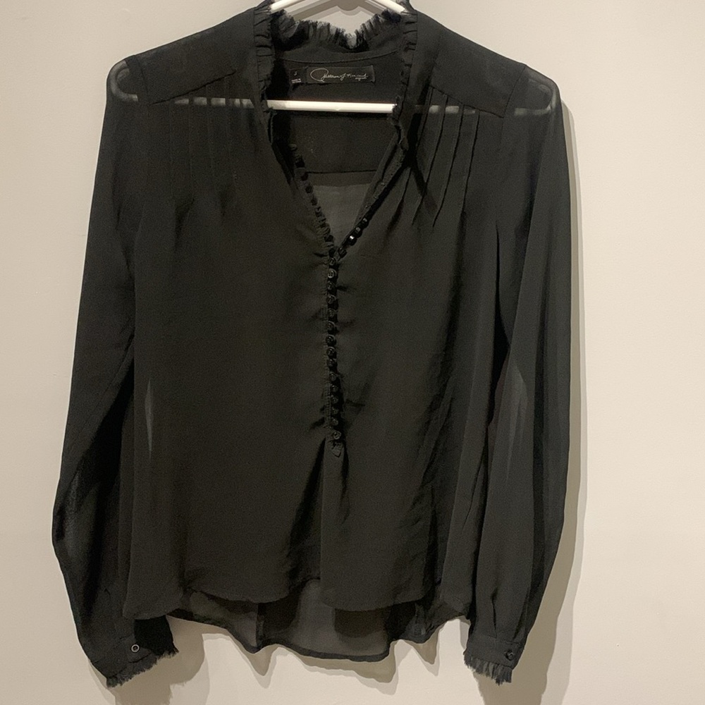 Patterson J Kincaid Sheer Black Blouse